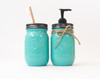 Glossy Mason Jar Soap Dispenser and Toothbrush Holder ~ Typhoon High Gloss