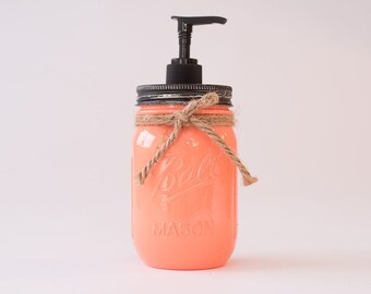 Glossy Mason Jar Soap Dispenser ~Creamsicle Gloss