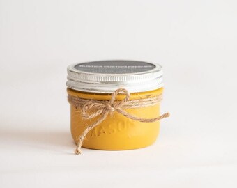 Distressed Mason Jar Soy Candle ~ Satsuma/Mustard 8oz