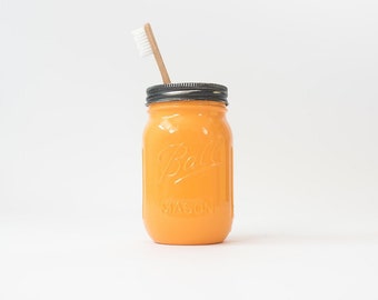 Glossy Mason Jar Toothbrush Holder ~ Goldenrod High Gloss