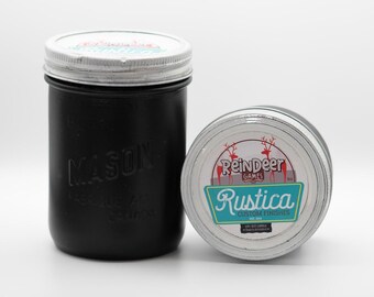 Distressed Mason Jar Soy Candle ~ Reindeer Games/Matte Black 16oz