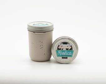 Distressed Mason Jar Soy Candle ~ Egg Nog/Fawn 16oz
