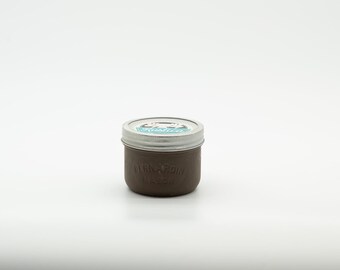 Distressed Mason Jar Soy Candle ~ Egg Nog/Dark Chocolate 8oz