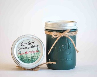 Distressed Mason Jar Soy Candle ~ Into the Woods/Atlantic Green 16oz