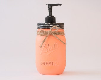 Distressed Mason Jar Soap Dispenser  ~ Creamsicle Matte