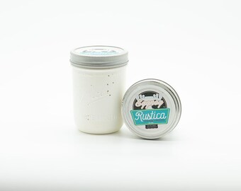 Distressed Mason Jar Soy Candle ~ Egg Nog/Vintage White 16oz