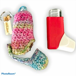 Asthma inhaler case holder cover, with keychain, you choose color, for short red inhaler