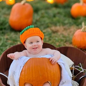 Handmade Baby Pumpkin Hat – Crochet Beanie for Fall & Halloween – Infant to child Sizes