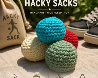 Handmade Crochet Hacky Sack | 100% Cotton Footbag | Rice Filled Fidget Toy | Colorful Stress Ball | Retro Style Gift