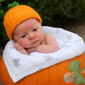 Crochet Pumpkin Beanie: Fall Hat with Stem and vine