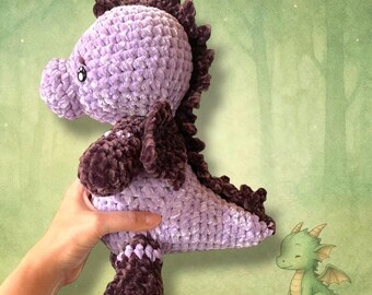 Peluche de dragón o dinosaurio bebé hecho a mano – Amigurumi suave para bebés y niños – Dragón de ganchillo unisex