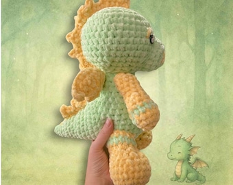 Handmade Crocheted Dragon or Dinosaur Plush – Soft Amigurumi Baby Toy, Fantasy Nursery Decor