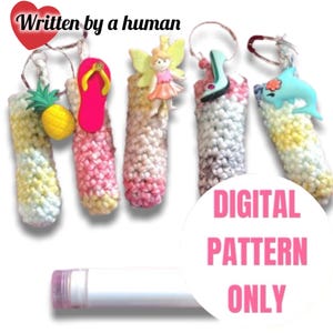 Crochet Chapstick Holder Keychain Pattern – PDF DIY Lip Balm Holder with Charm – Instant Download