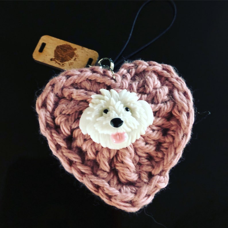 Keychain I love my dog heart crochet heart keychain you choose dog and color
