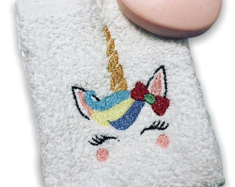 Unicorn Embroidered Soap pocket , soap cozy