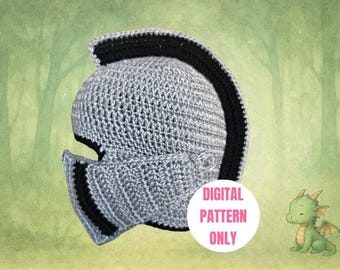Gehäkelte Ritterhelm-Hut-Muster - Sofort-Download PDF - Erwachsenengröße