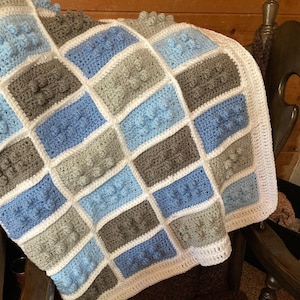 Hand Crochet Brick Block Blanket: Custom Colors Available