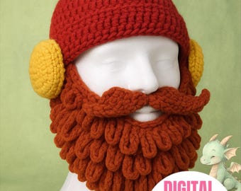 Christmas Gnome Beard Hat Crochet Pattern | Santa Style, Earmuffs (PDF Pattern)