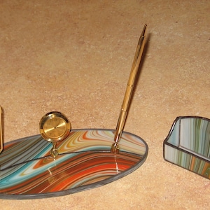 Stained Glass Desk Set and Business Card Holder PDF Instructions and Pattern