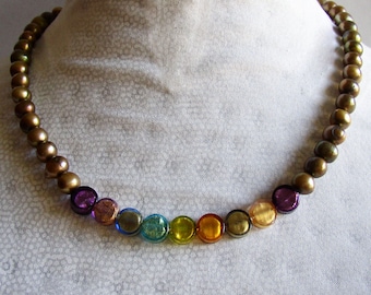 Collana The Thing di The Circle / Vetro di Murano / Perla d'acqua dolce / Regali per lei / Vetro veneziano