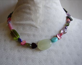 Flat Out Fine #1 Necklace / Glass / Semiprecious stone / natural material / For Her