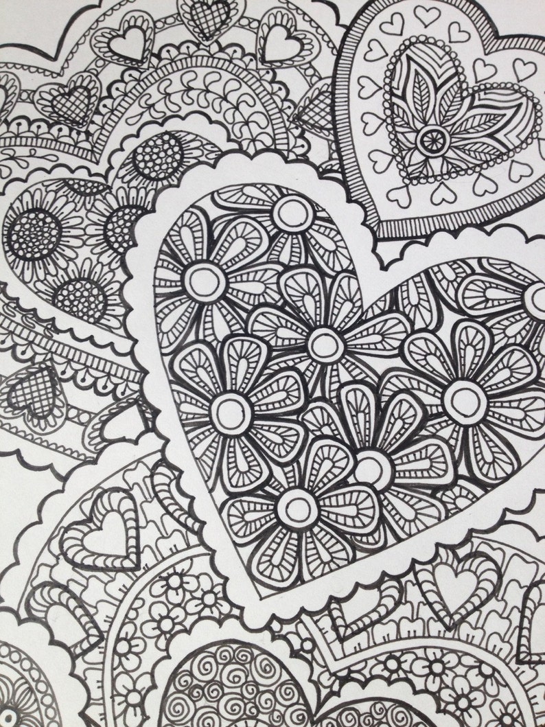 Download Valentine's Day Intricate Coloring Page DIY Instant pdf | Etsy