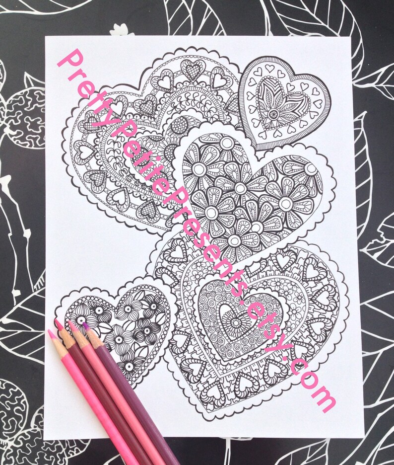 Download Valentine's Day Intricate Coloring Page DIY Instant pdf | Etsy