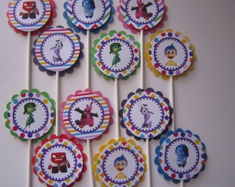 Inside Out Cupcake Toppers, Inside out, (inspired), Inside Out Party