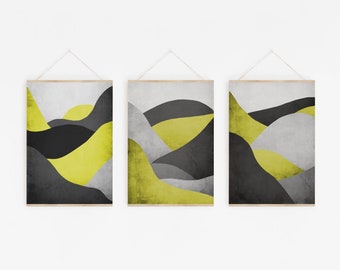 Art Print Poster Set of 3 Abstract Landscape