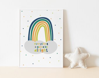 Affiche Chambre d’enfants Cadeau de naissance Arc-en-ciel