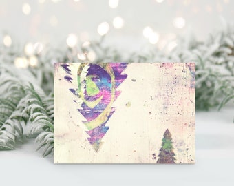 Christmas card abstract fir tree painting