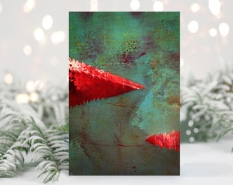 Kerstkaart abstract dennenboom schilderij