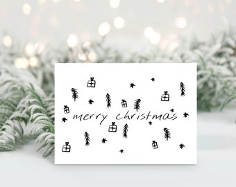 Christmas card simple gift card Christmas tree