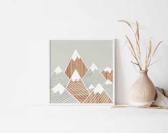 Art print mountains abstract poster concrete