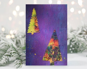 Christmas card abstract fir tree universe