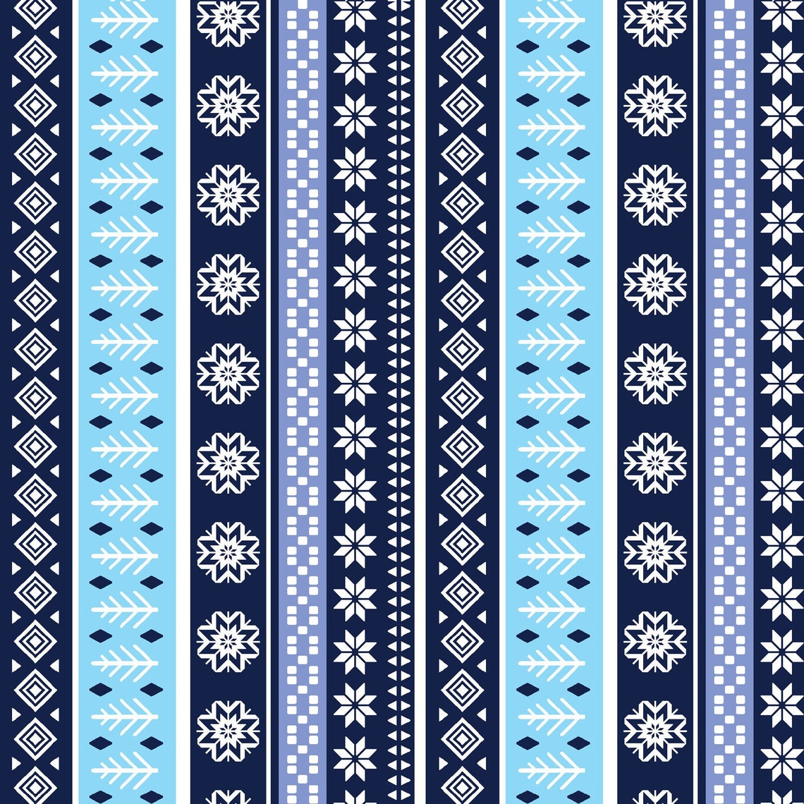 Winter Fabric Nordic Fabric Stripe Fabric Snow Etsy