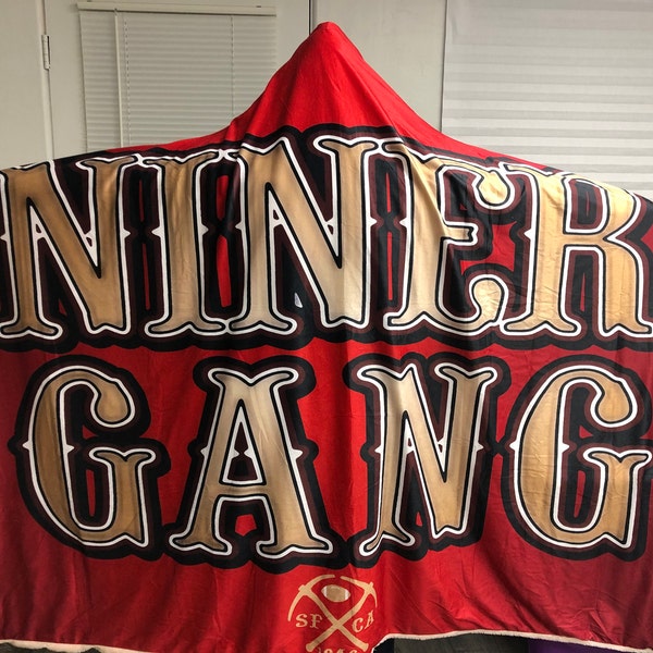 HOODED Niner gang Blanket!! Warm, amazing, and beautiful. Fleece interior! Perfect Niner fan Christmas gift.