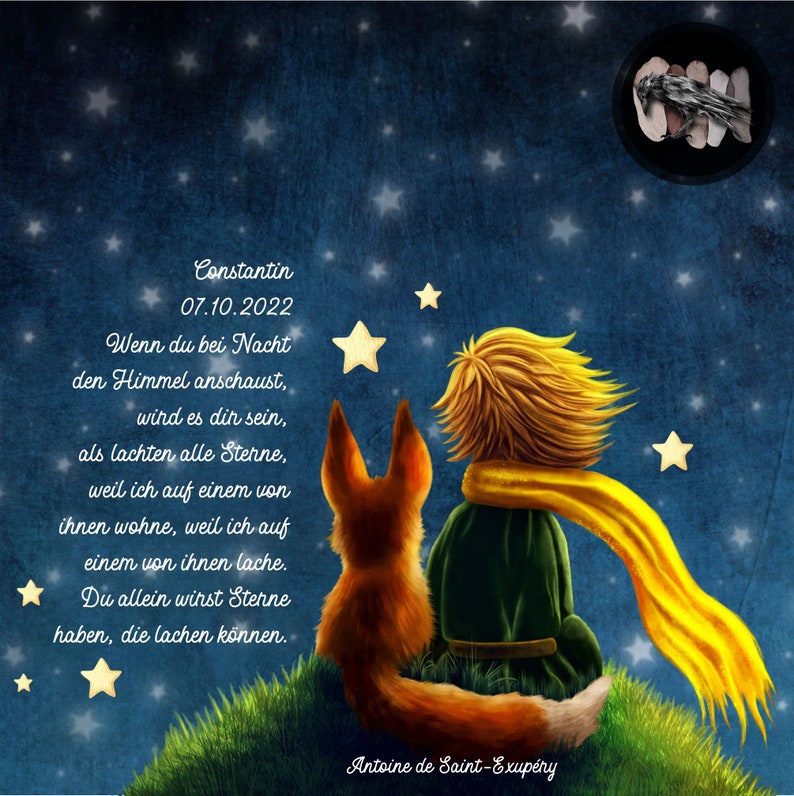 Mourning light cover / lantern star child PRINCE & FOX Mourning light in various sizes / personalization possible image 7