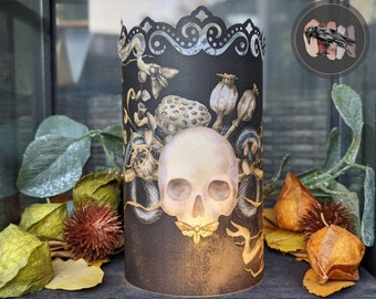 Gothic Lichthülle / Windlicht >> Skull & Snake << Halloween Laterne / versch. Größen