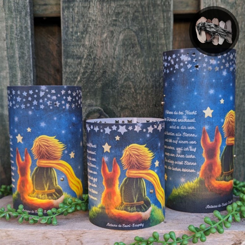 Mourning light cover / lantern star child PRINCE & FOX Mourning light in various sizes / personalization possible image 2