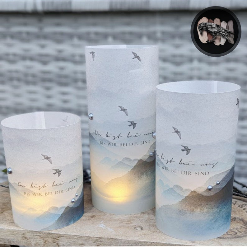 Mourning light cover / lantern YOU are with US ... Mourning light in various sizes / personalization possible image 2