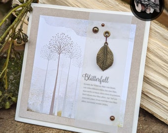 Mourning card >> FALL OF LEAVES << folding card 15 x 15 cm / condolence card including envelope