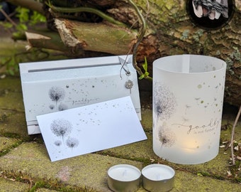 Mourning - Light box >> GOODBYE << Mourning gift / light cover, card, tea lights / personalization possible