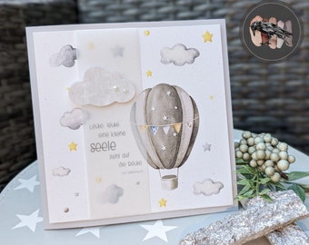 Star Child Sympathy Card >> QUIET, QUIET... << Folding card 15 x 15 cm / condolence card incl. envelope