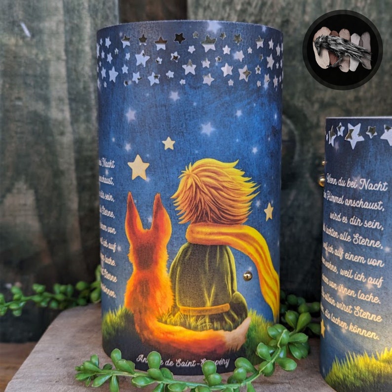 Mourning light cover / lantern star child PRINCE & FOX Mourning light in various sizes / personalization possible image 1