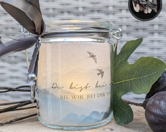 Mourning light / light glass >> YOU are with US ... << Hanging lantern / memorial light - personalization possible