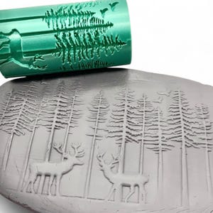 HERTEN IN HET BOS | Kleitextuurroller | Polymeerkleitextuur | Embossingroller | Keramische textuurroller | Gereedschap klei | Kleisnijder