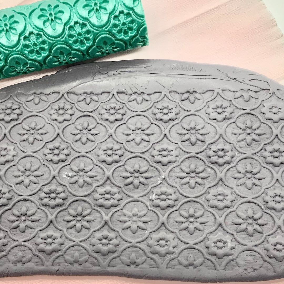 Clay Texture Roller FLORAL Polymer Clay Texture Etsy