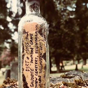 BAYVIEW CEMETERY - GAUDETTE &quot;Death-Bed&quot; Grave - Dirt & Moss - Apothecary Cabinet - Bellingham Washington - Uncommon Goods - Authentic Decor