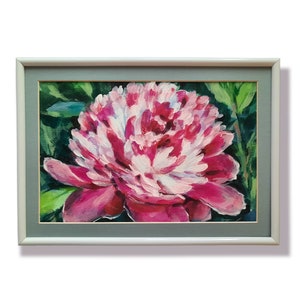 21 × 30 Peinture Originale Roses Fleurs Rouge Miniature Original Petit Art Cadeau Décoration Intérieure